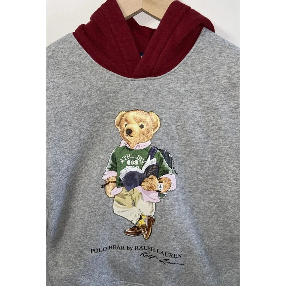Boys‎ Polo Ralph Lauren Polo Graphic Colorblock Bear Hoodie Sz 8 School Bear